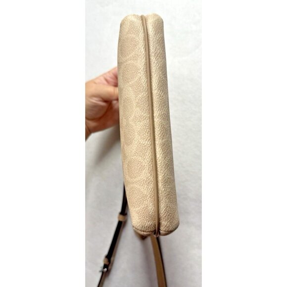 NWOT Coach Mini Rowan File Bag Signature Print Leather Tan Khaki Sand Crossbody - Picture 6 of 9